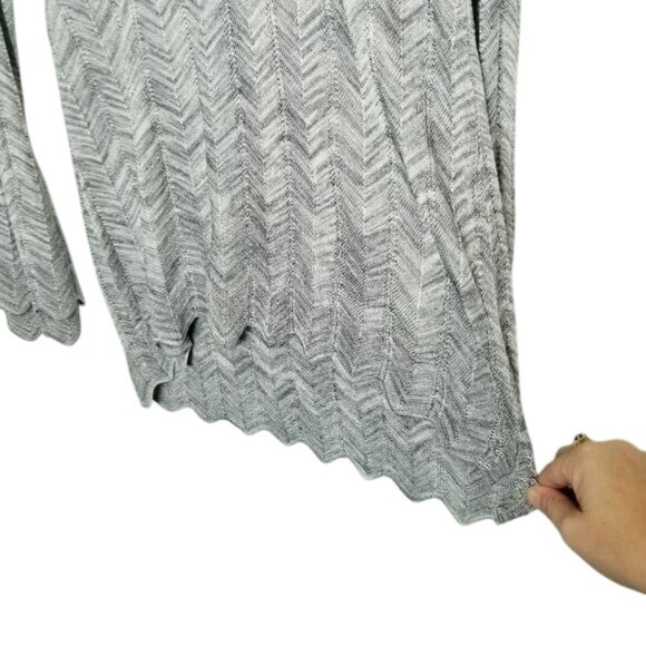 White House‎ Black Market XS Gray Chevron Long Sleeve Lace-Up Knit Tunic Top - Picture 12 of 13